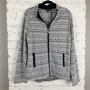 Birdee Sport Australia Black White Striped Textured Front Zip Golf Jacket XXL